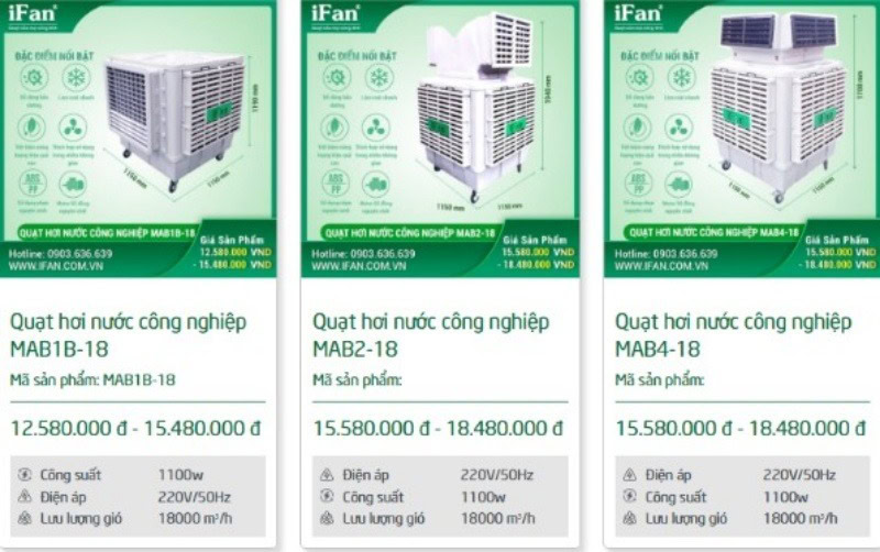 Một số mẫu quạt hơi nước công nghiệp chất lượng của IFan Group