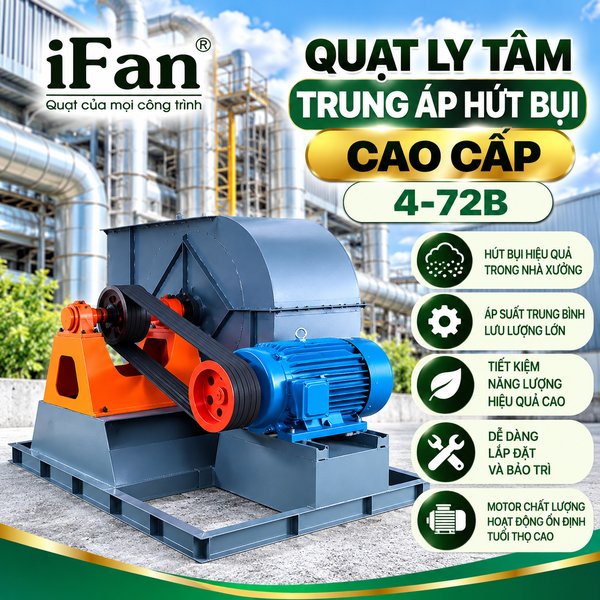 Quạt ly tâm trung áp, hút bụi