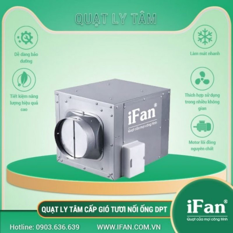 Quạt cấp gió tươi iFan với thiết kế hiện đại, nhỏ gọn và dễ sử dụng