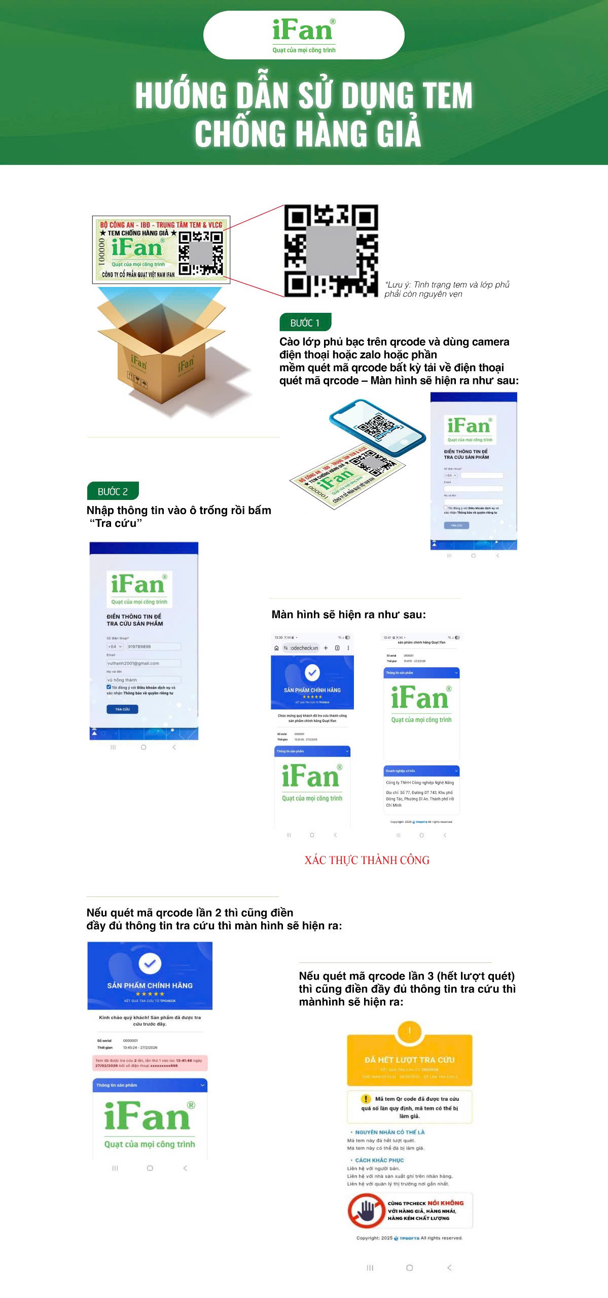 cách nhận biết quạt iFAN chính hãng