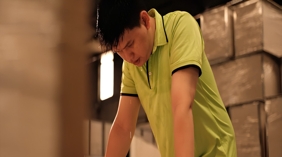 công nhân trong nhà xưởng nóng
